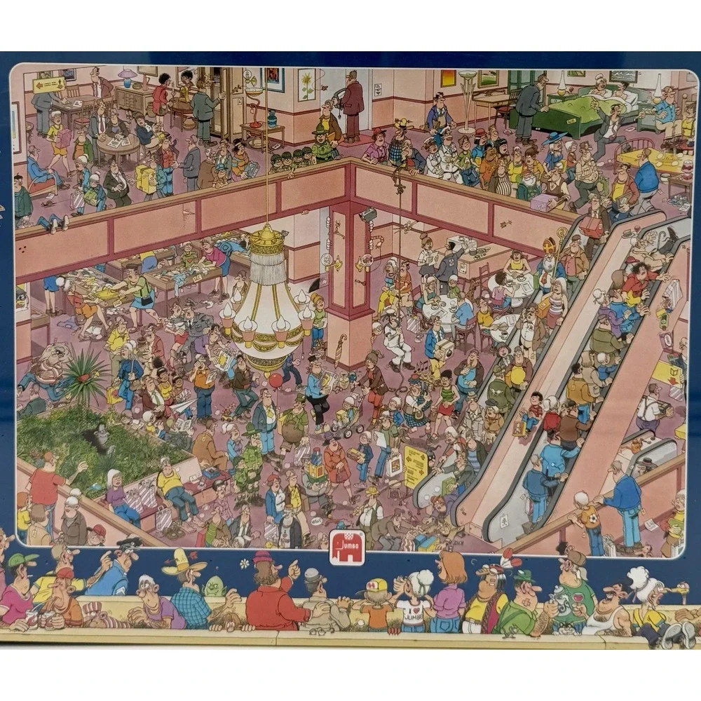 Jan van Haasteren SHOP TIL YOU DROP Comic Puzzle 1000 Pc  JUMBO Sealed! Vintage